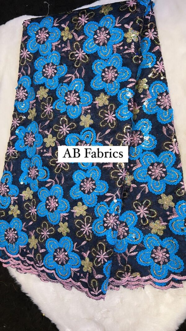 Women’s Fabrics, Flowered Net Lace Designed with Sequins