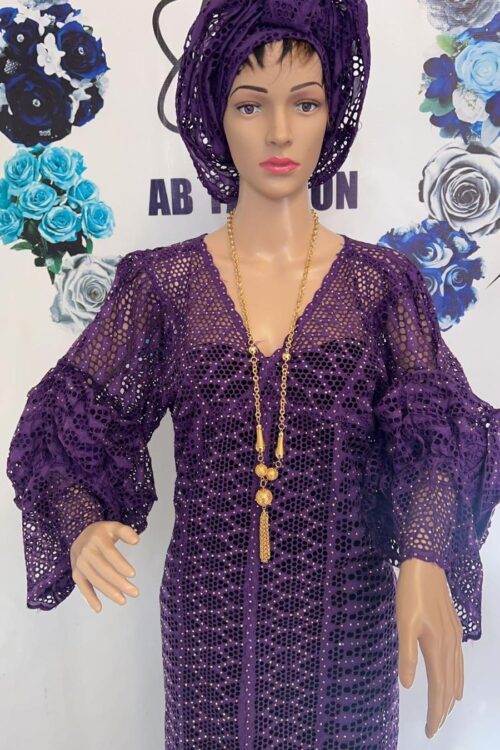 Ready to Wear – Abaya Full of Swarovski Stones – Purple