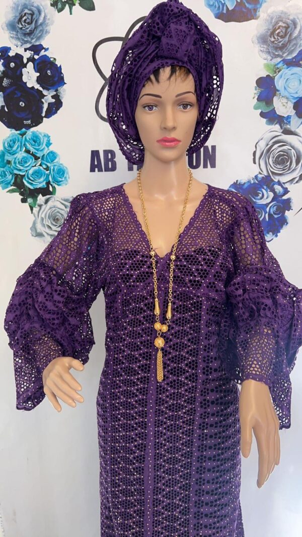 Ready to Wear, Abaya Full of Swarovski Stones - Purple