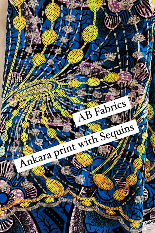 Ankara Print with Sequins – Blue Yellow Print