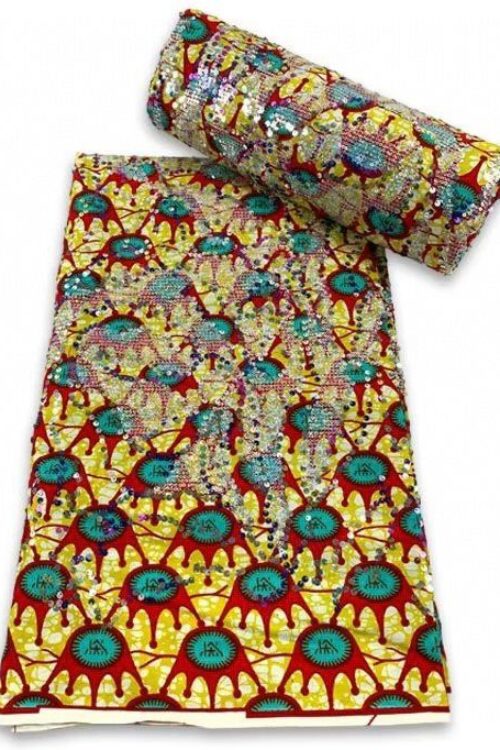 Ankara Print with Sequins – Yellow Print