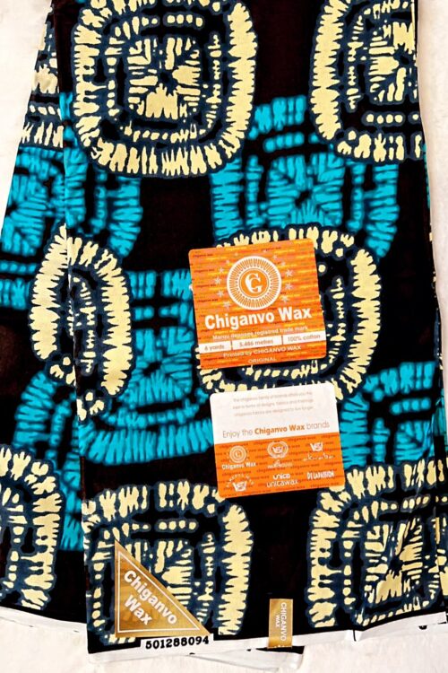 African Ankara Prints 100% Cotton – Turquoise & Black