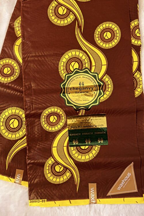 African Ankara Prints 100% Cotton – Chocolate & Yellow