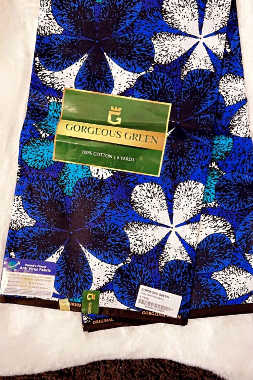 African Ankara Prints 100% Cotton – Blue, White & Navy Blue